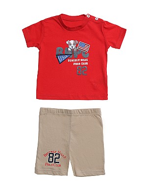 Σετ Polo Beverly Hills 9-12 μηνών - RED