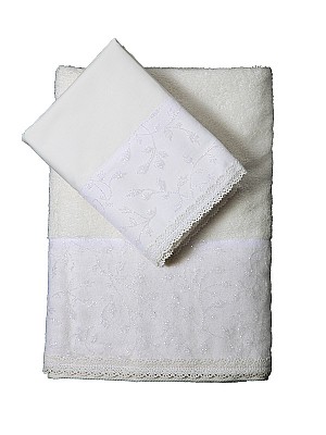 Σετ Λαδόπανο-Πετσέτα LEAF Off-White 